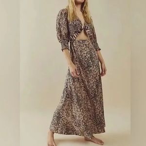 Free People String of Hearts  Tie Front Cutout Maxi Dress